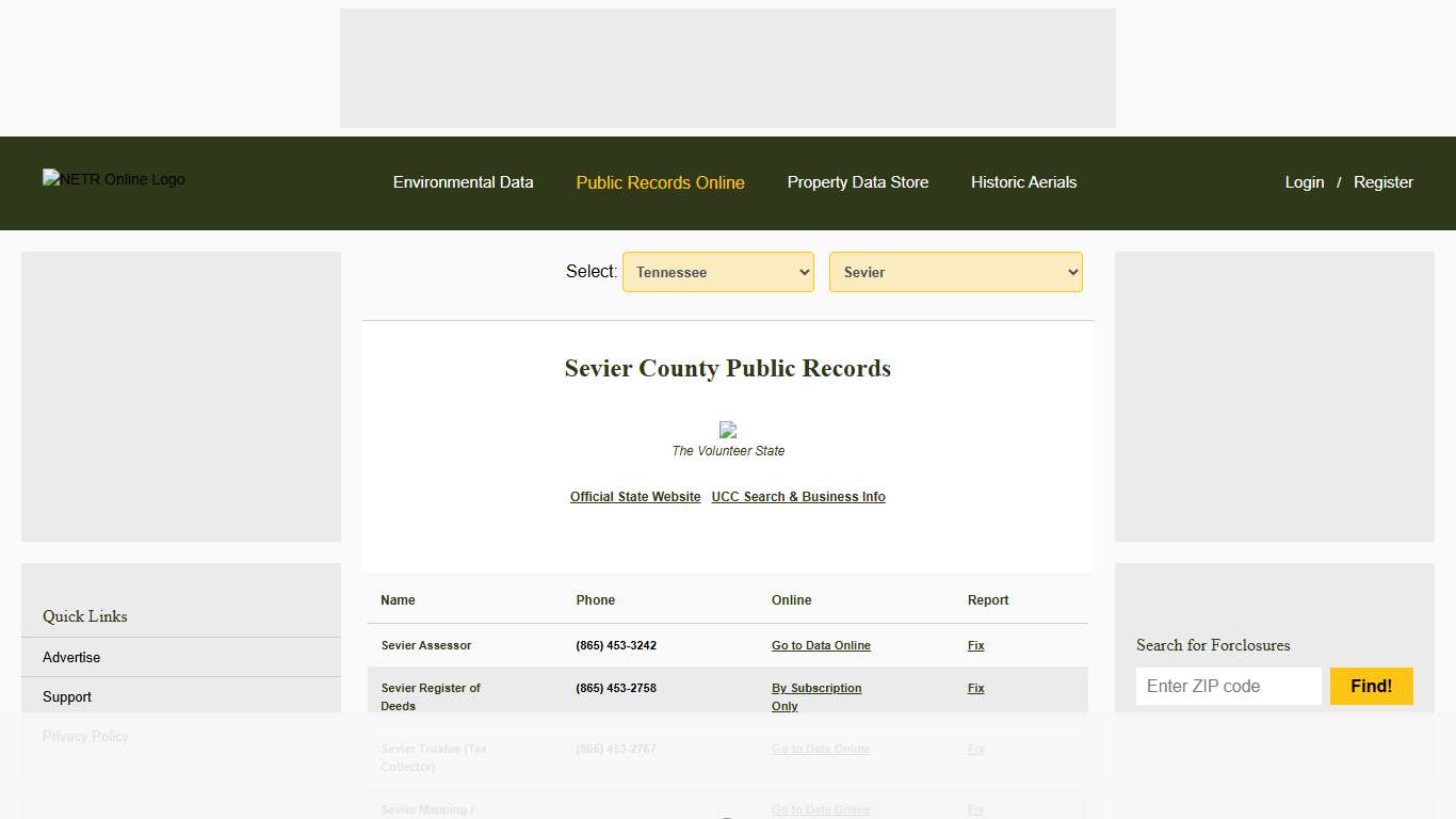 NETR Online • Sevier • Sevier Public Records, Search Sevier Records, Sevier Property Tax, Tennessee Property Search, Tennessee Assessor